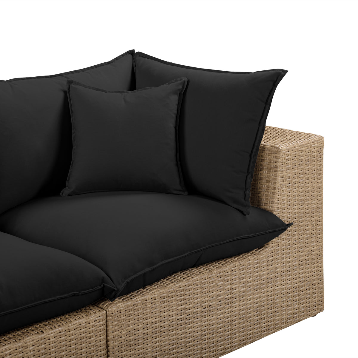 Cali 4-Piece Performance Fabric & Wicker Outdoor Sectional - Black / Brown - Image 5