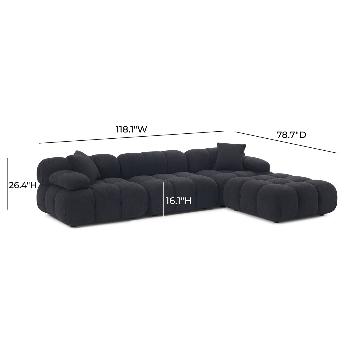 Calliope 4-Piece Performance Modular Sectional - Black - Image 10