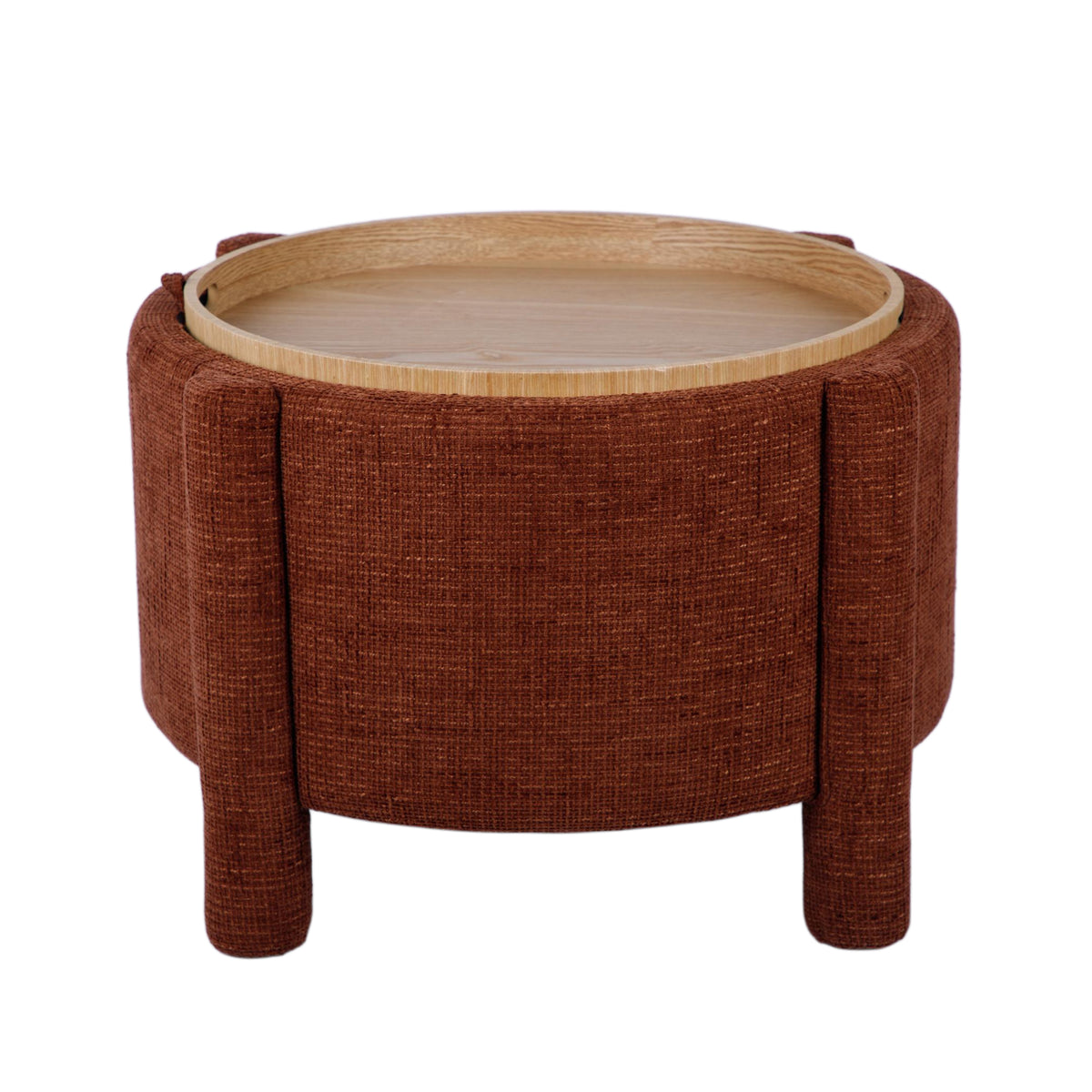 Bellamy Railroad Chenille Storage Stool With Reversible Tray Top - Brown - Image 2