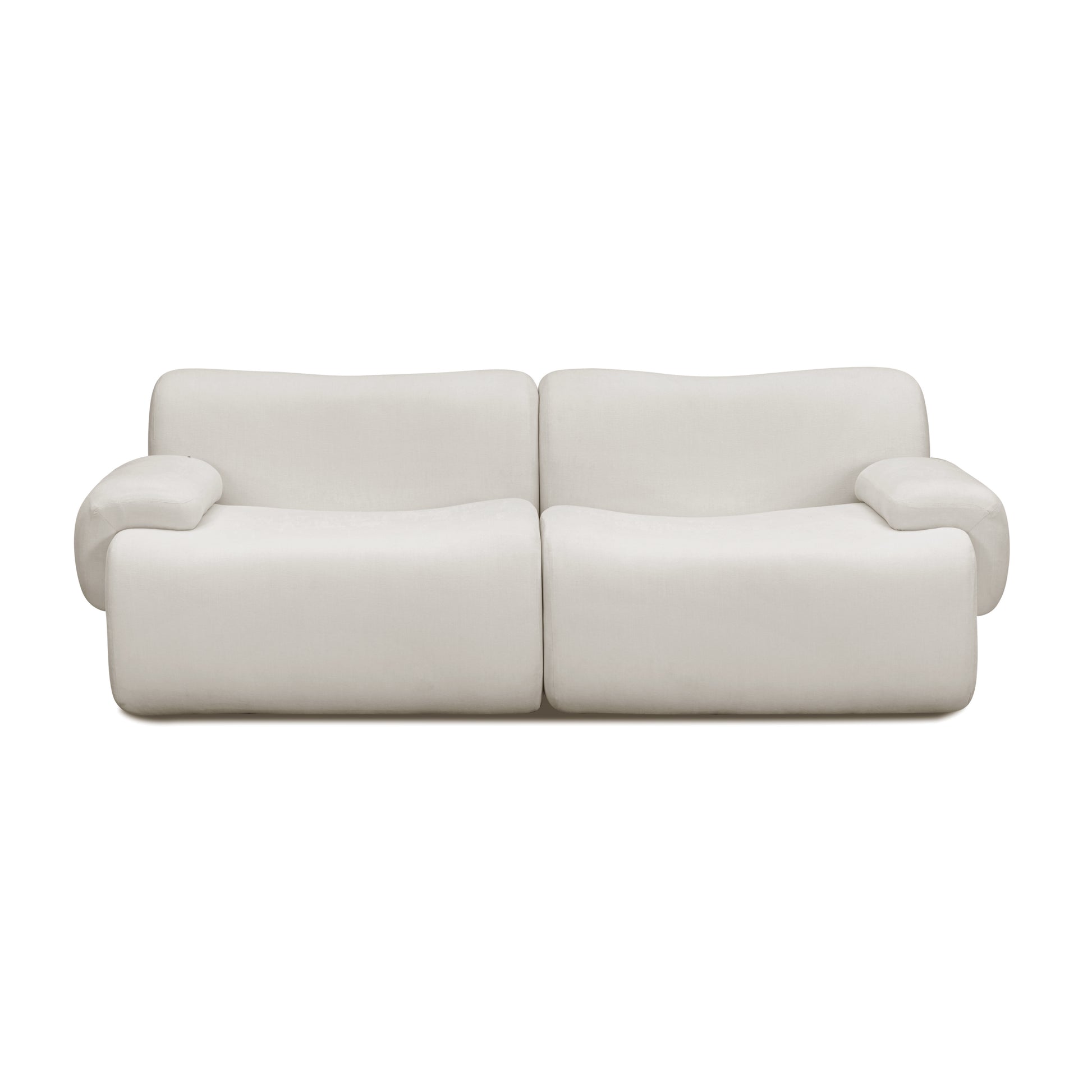 Zenith 80" Contract-Grade Upcycled Fabric Modular Loveseat - Cream - Image 1