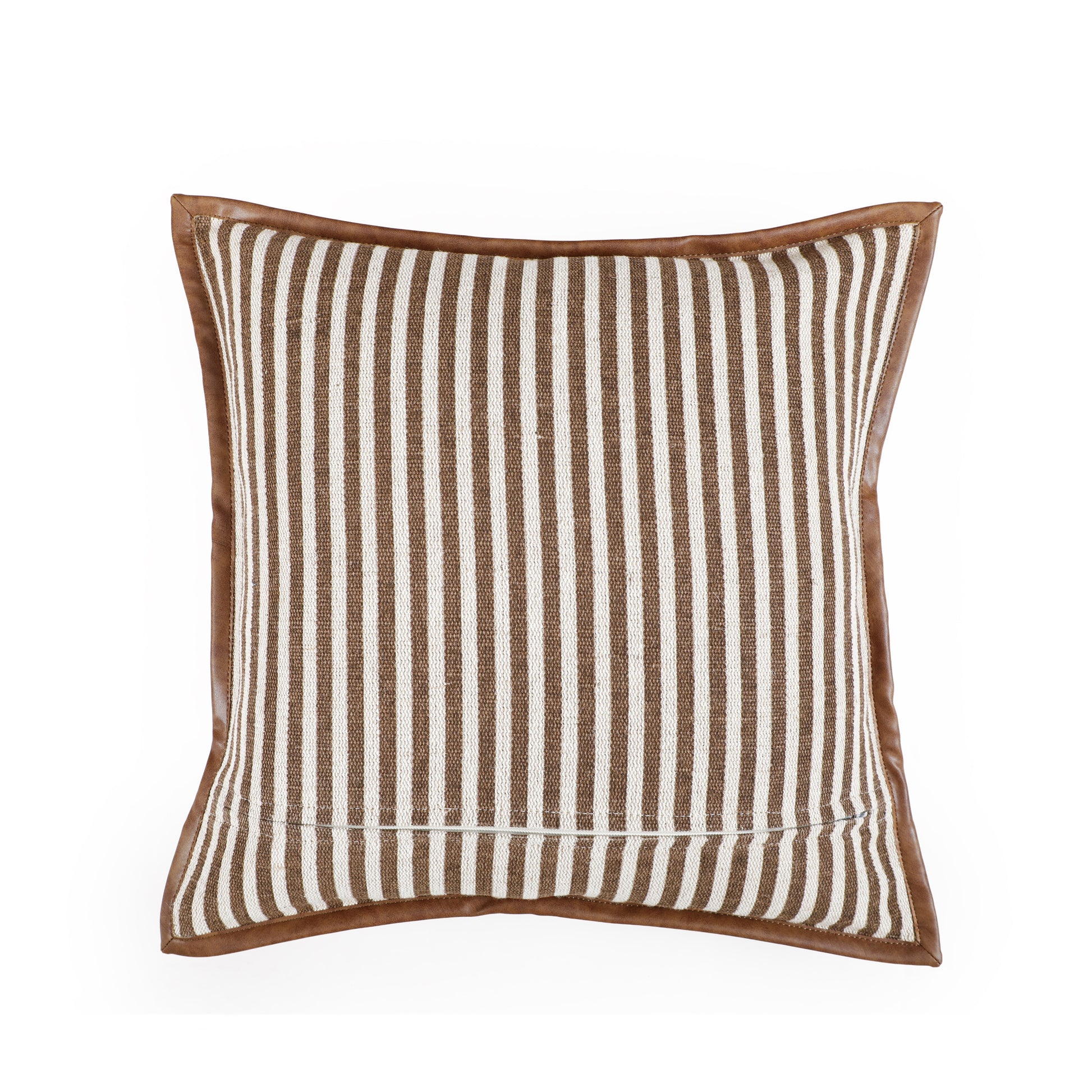 Kora 20" Brown Cotton Jute Throw Pillow Cover - Image 3