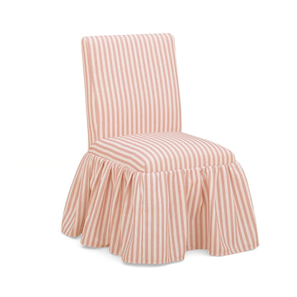 Gertrude Striped Performance Linen Skirted Dining Chair - Pink - Image 1