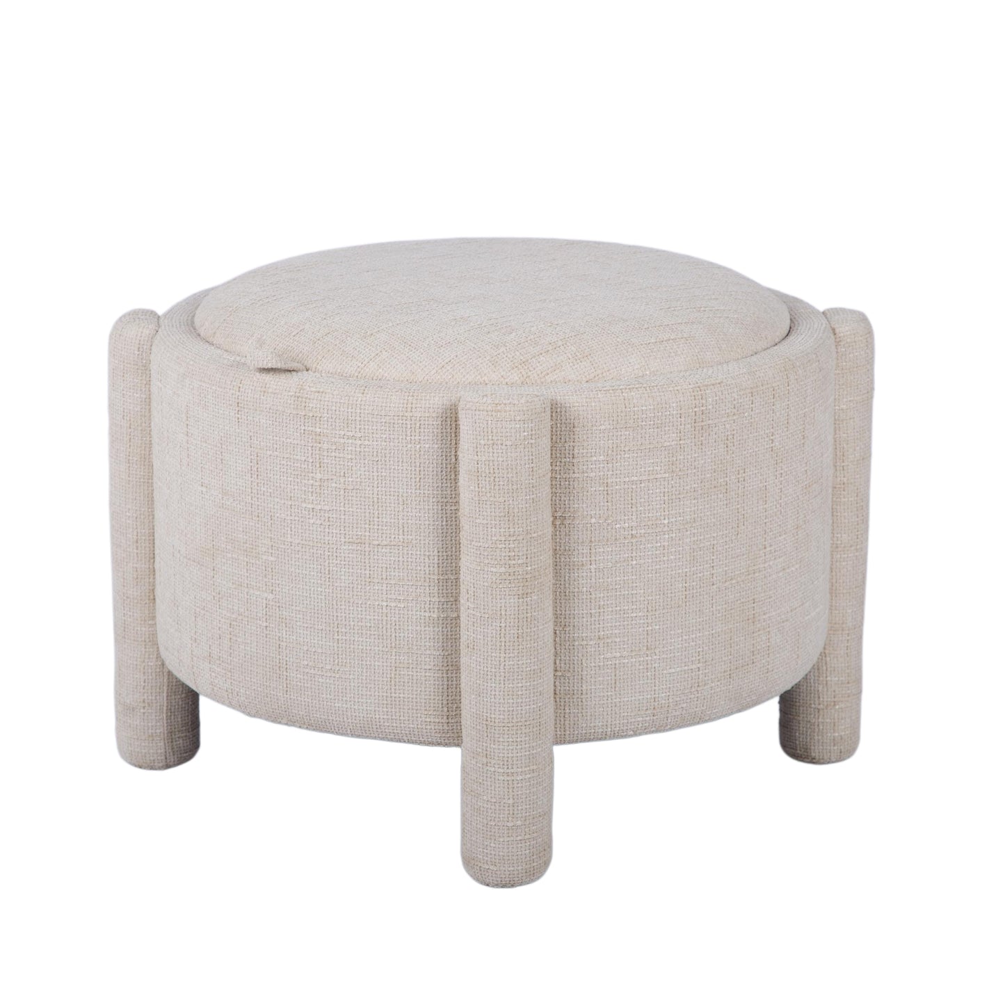 Bellamy Railroad Chenille Storage Stool With Reversible Tray Top - Cream - Image 3