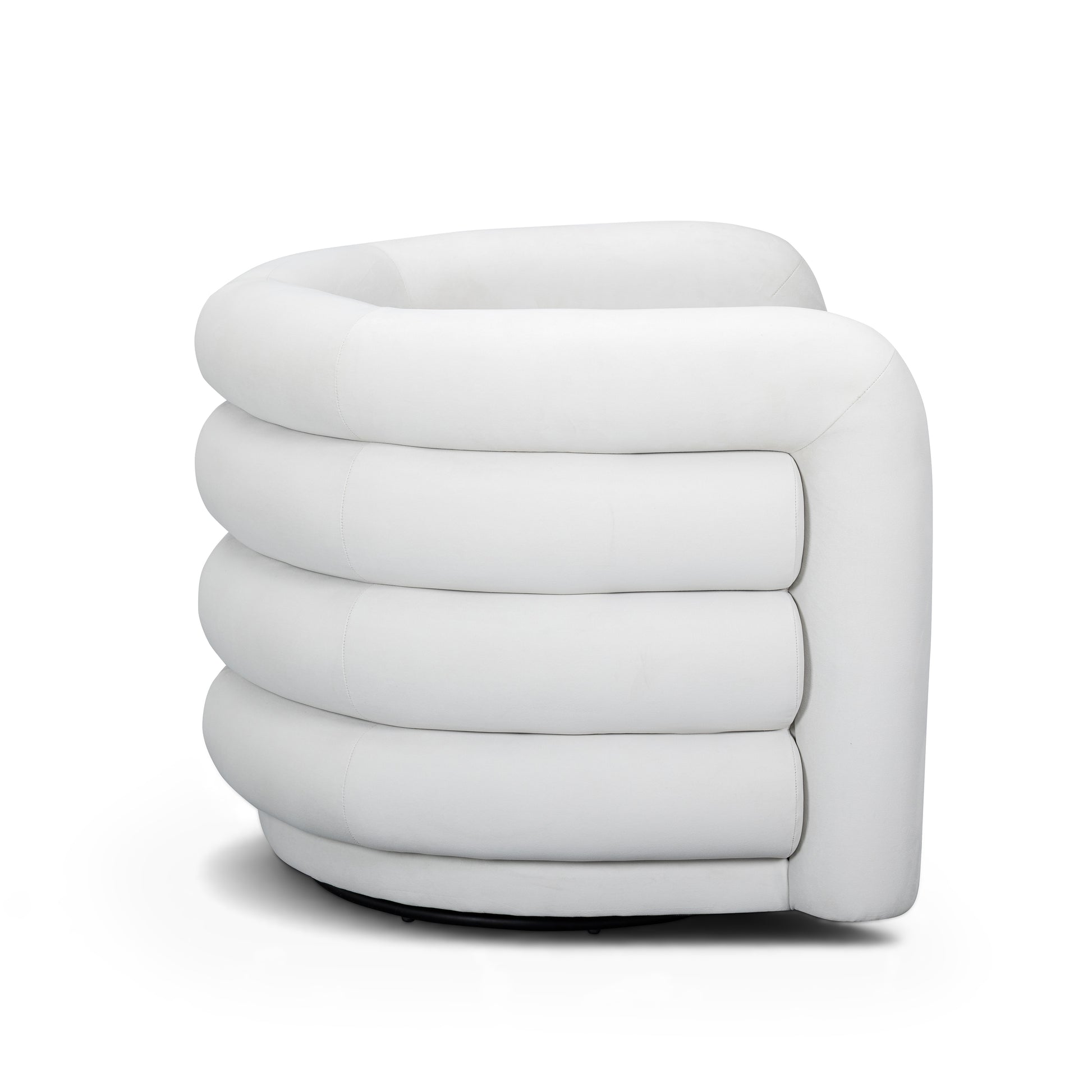Curves Performance Velvet Swivel Accent Chair - Cream - Image 4