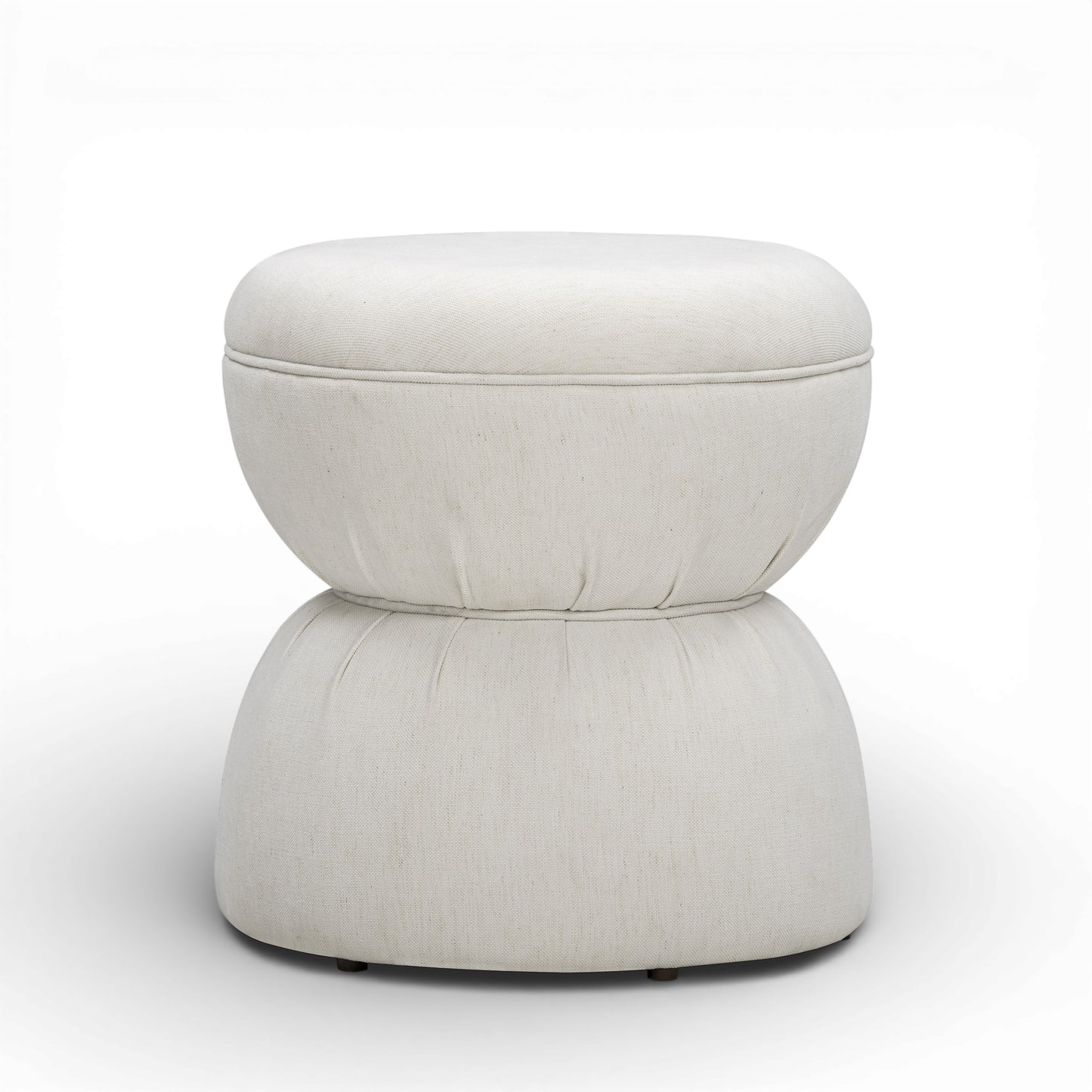Tomlin Ruched Performance Fabric Game Ottoman - Cream - Image 1