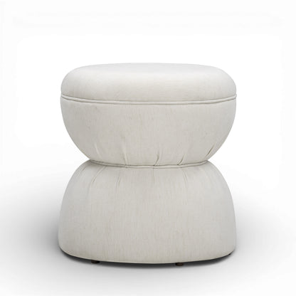 Tomlin Ruched Performance Fabric Game Ottoman - Cream - Image 1