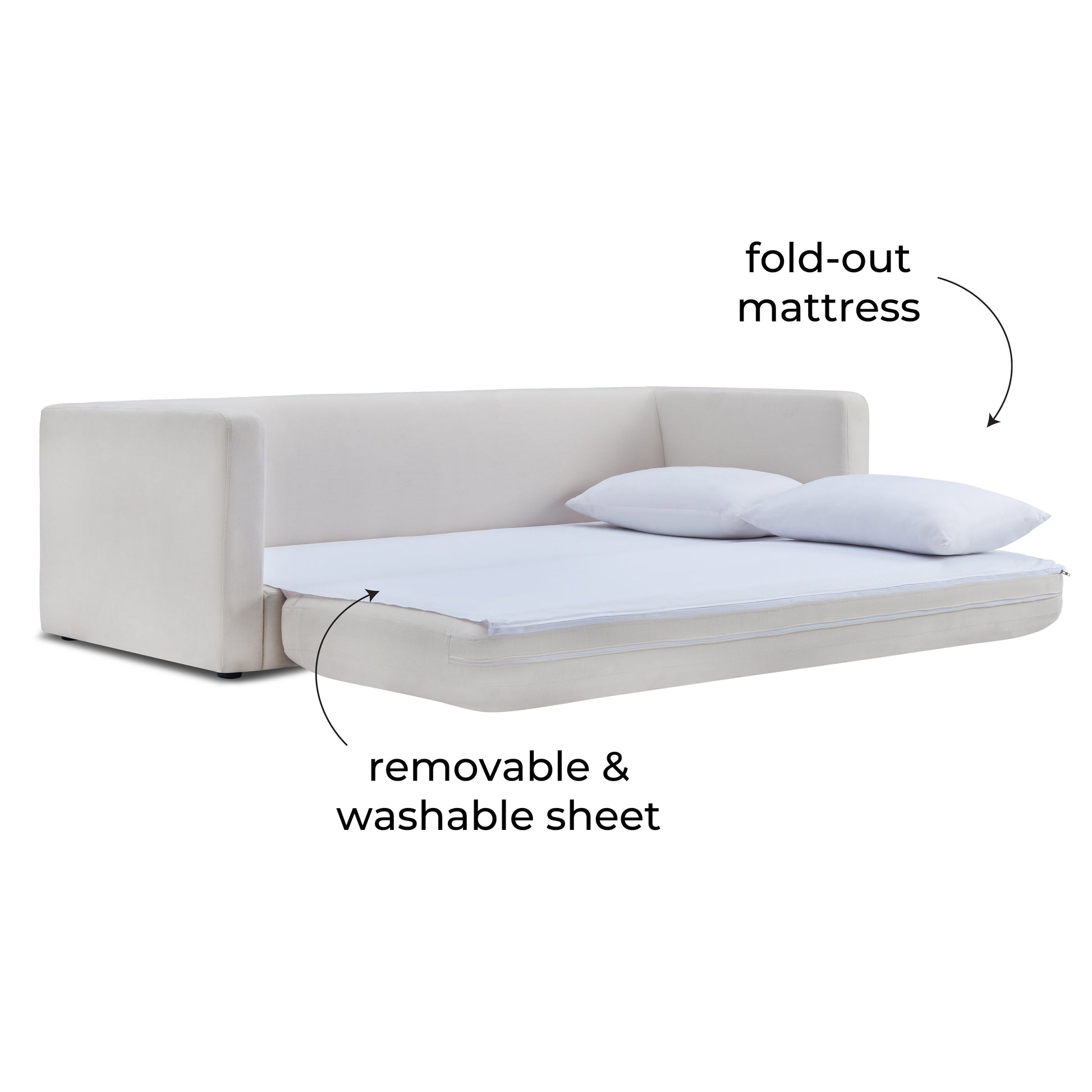 Ryan 91" Sleeper Sofa - Cream - Image 6