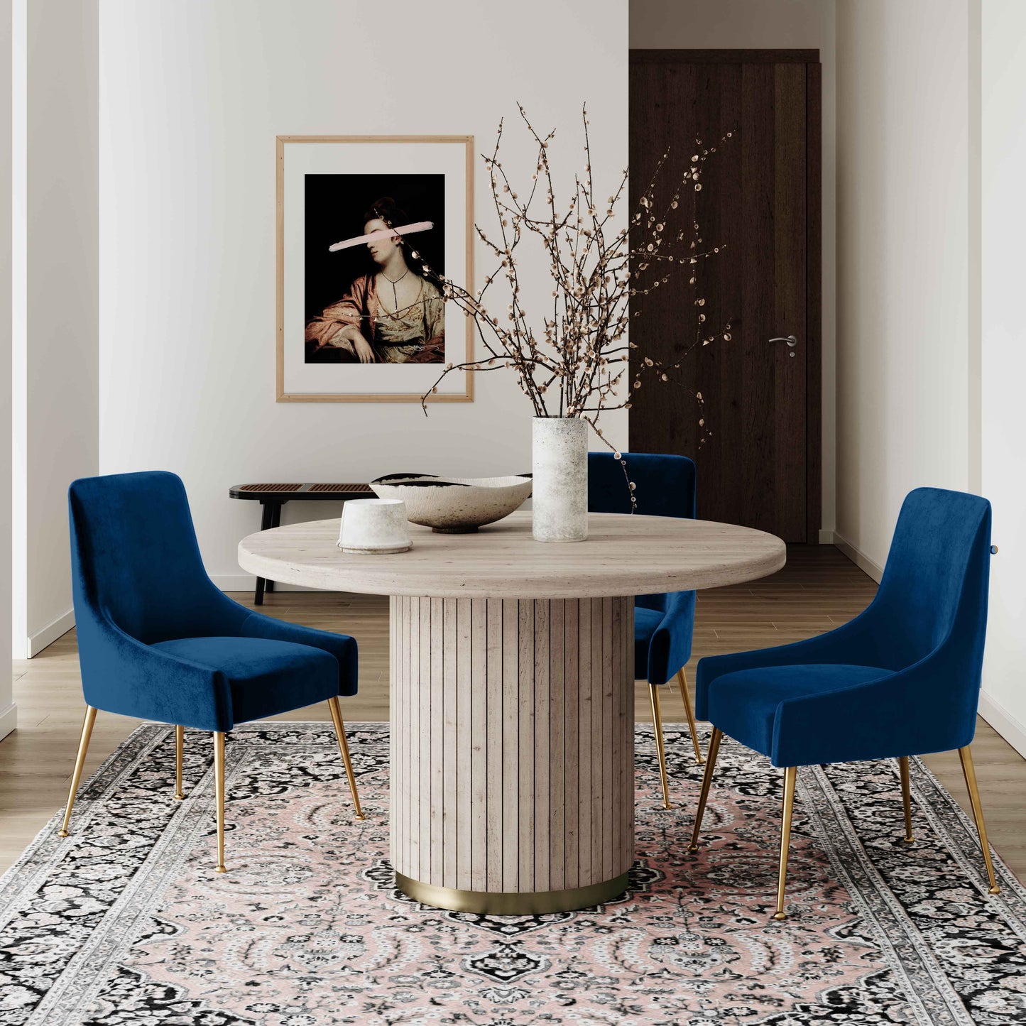 Beatrix Performance Velvet Dining Chair - Navy - Image 2