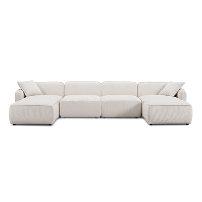 Travie 6-Piece Modular U-Sectional - White Sand - Image 1
