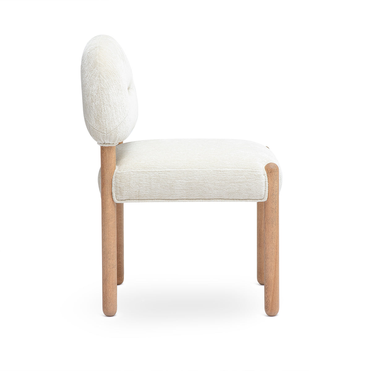 Bruno Thick Performance Chenille Arched Back Dining Chair - Cream - Image 4