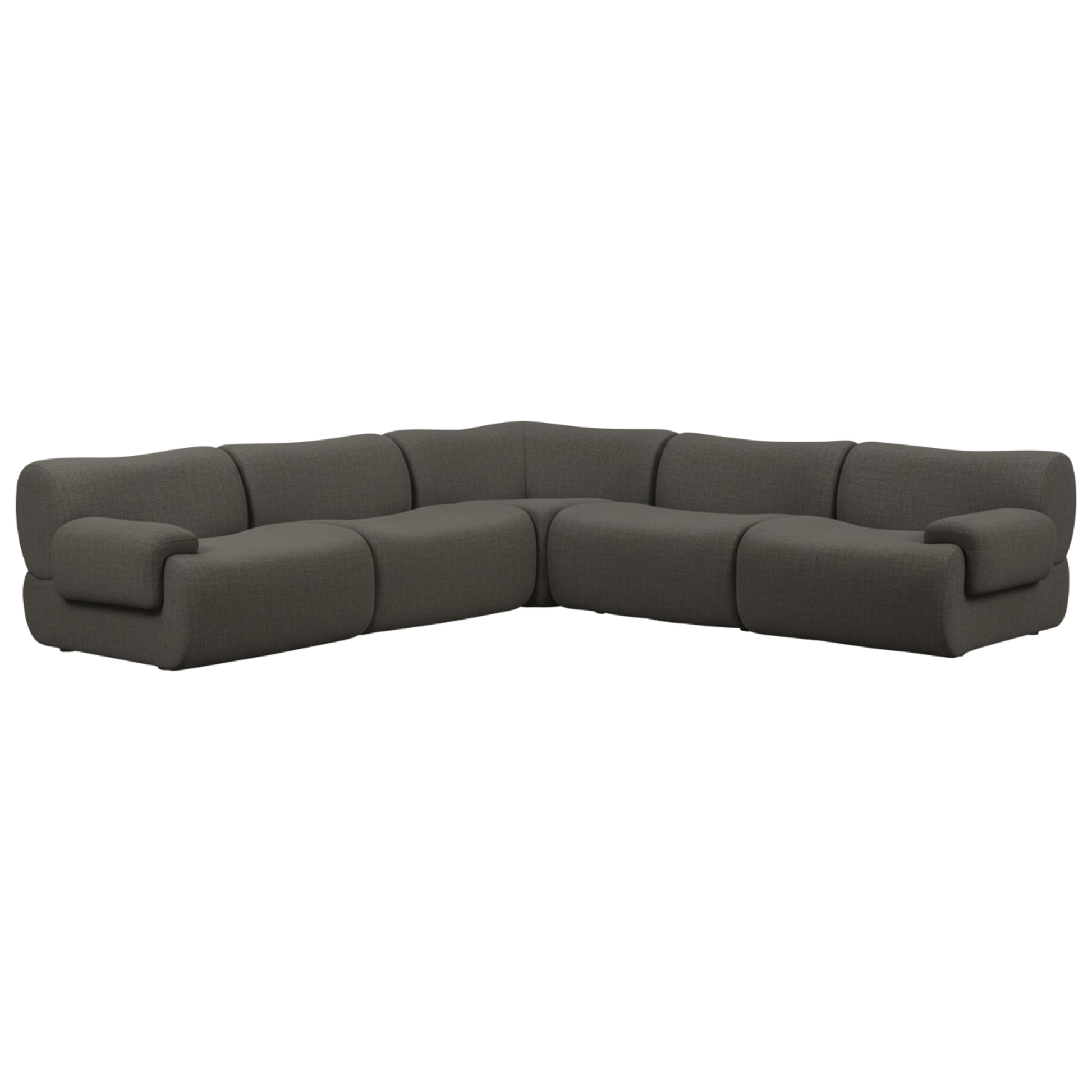 Zenith 5-Piece Contract-Grade Upcycled Fabric Modular L-Sectional - Grey - Image 1
