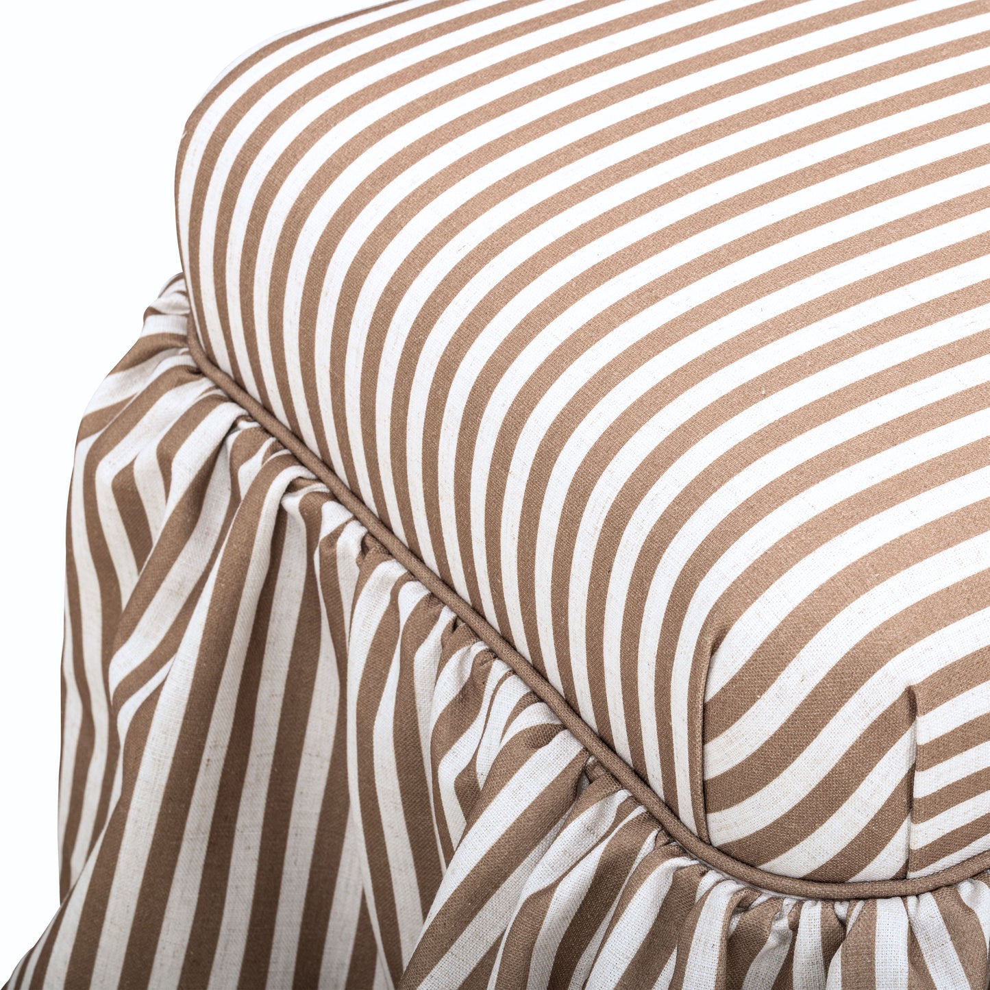 Gertrude Performance Linen Skirted Ottoman - Brown - Image 5
