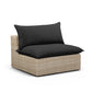 Cali Performance Fabric & Wicker Outdoor Armless Chair - Black / Natural - Image 2