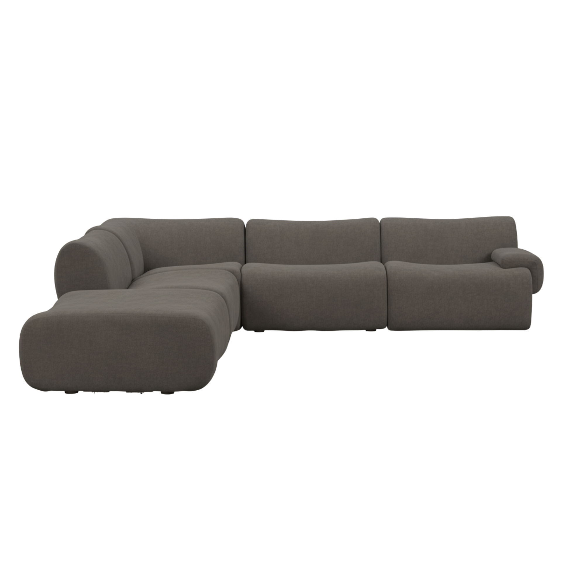 Zenith 5-Piece Contract-Grade Upcycled Fabric Modular Sectional - Grey / RAF - Image 3
