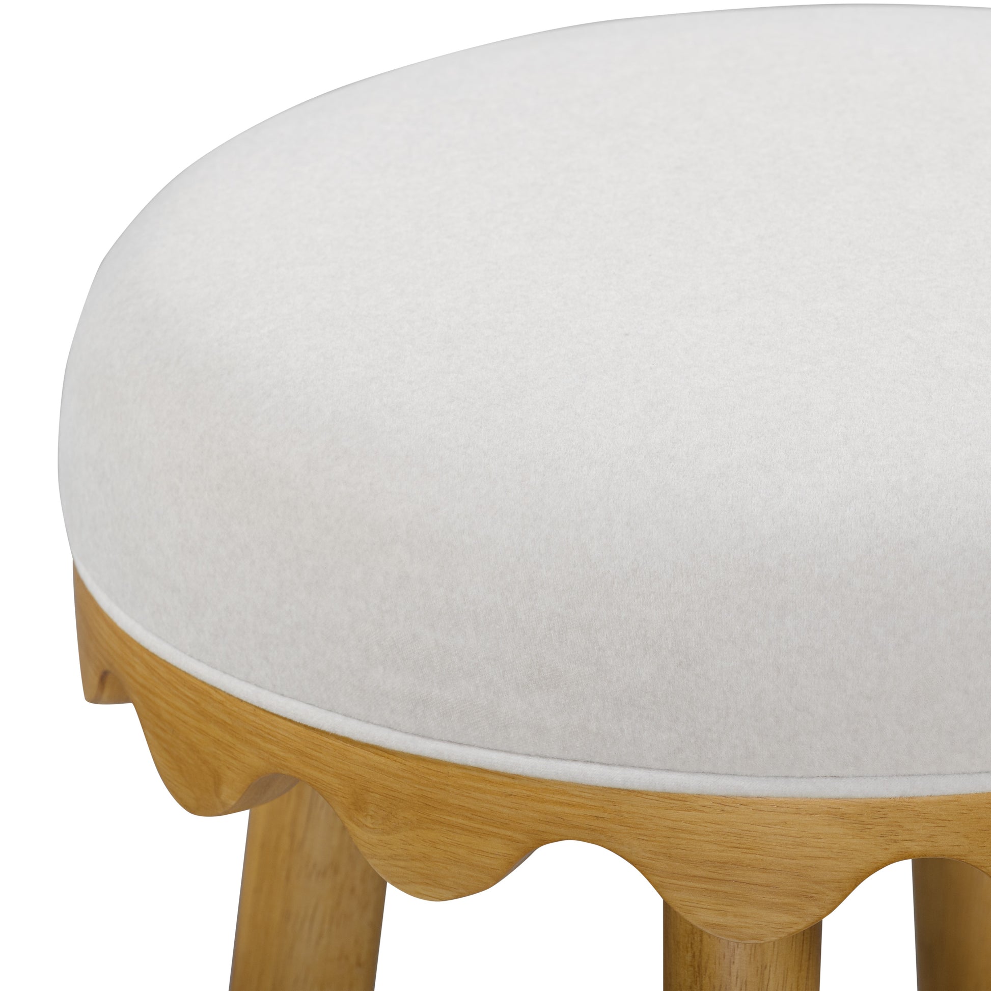 Oodle Cream Performance Vegan Mohair Natural Bar Stool - Image 4