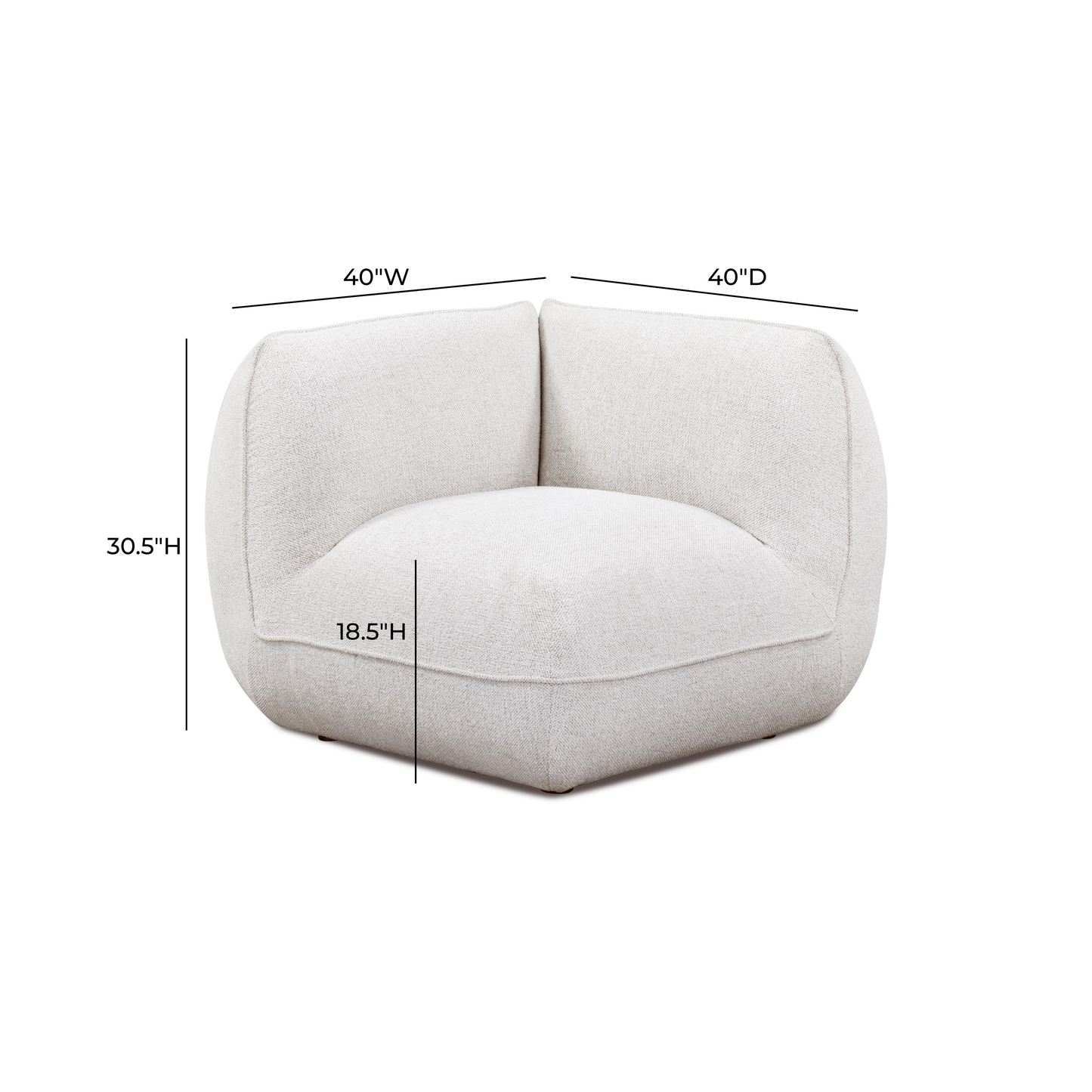 Arezza Stone White Contract-Grade Basketweave Chenille Corner Chair - Image 7