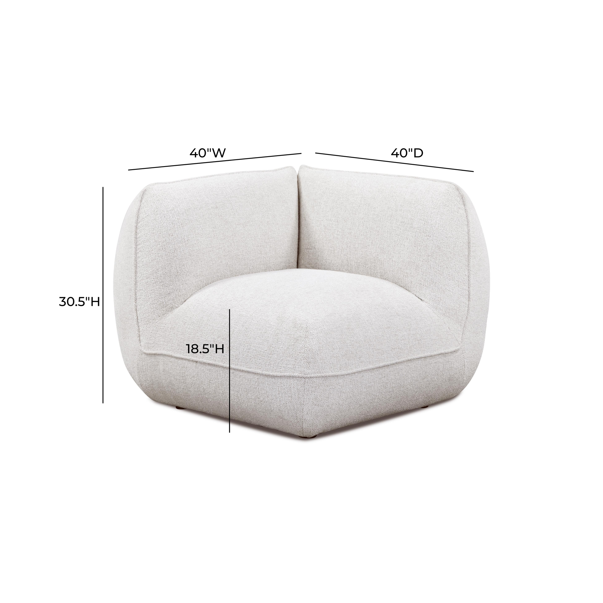 Arezza Stone White Contract-Grade Basketweave Chenille Corner Chair - Image 7