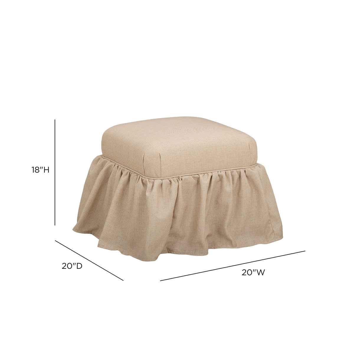 Gertrude Performance Linen Skirted Ottoman - Yellow - Image 7