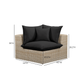 Cali Performance Fabric & Wicker Outdoor Corner Chair - Black / Natural - Image 6