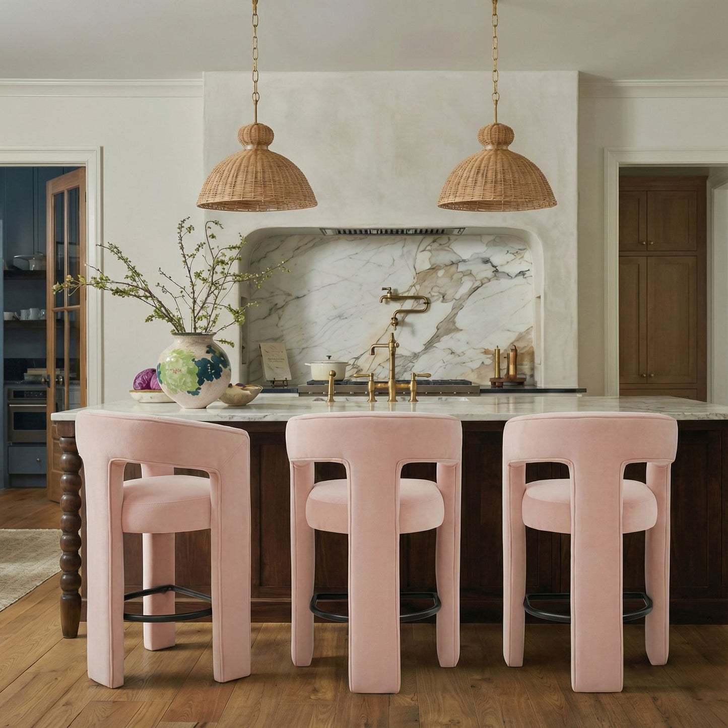 Malone Performance Chenille Stool - Blush / Counter Height - Image 2