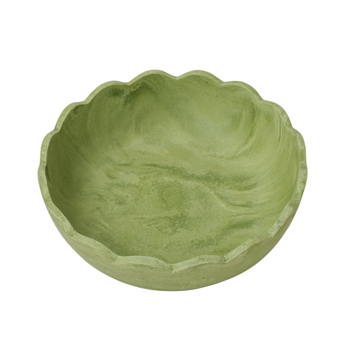 Holly Scalloped Resin Salad Bowl - Green - Image 2