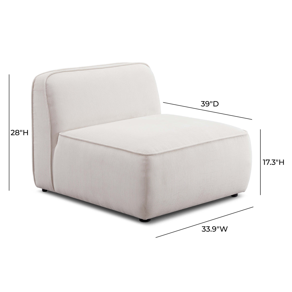 Travie Modular Armless Chair - White Sand - Image 5