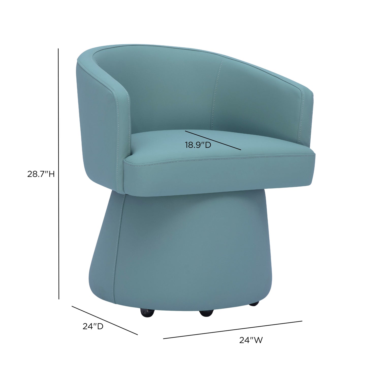 Kristen Rolling Desk Chair - Sea Foam Green - Image 6