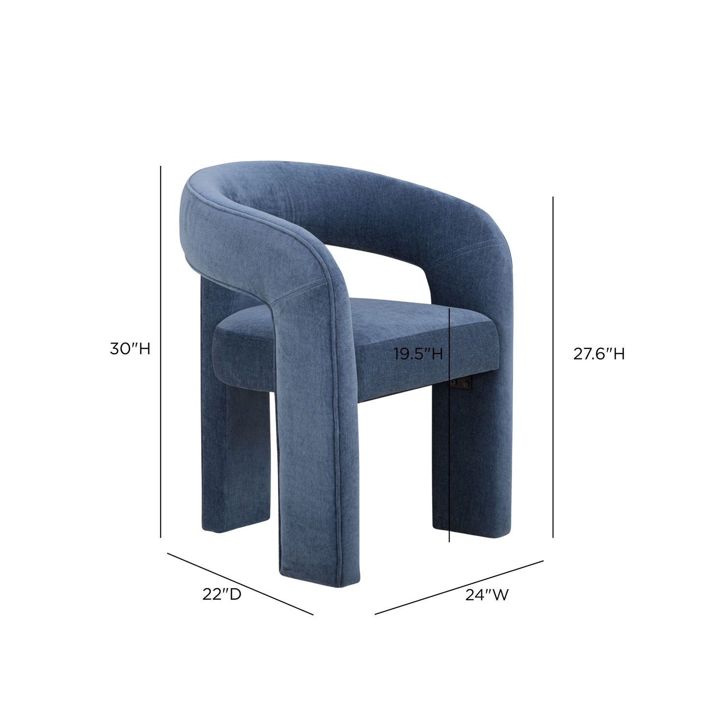 Malone Denim Blue Performance Fabric Dining Chair - Image 6
