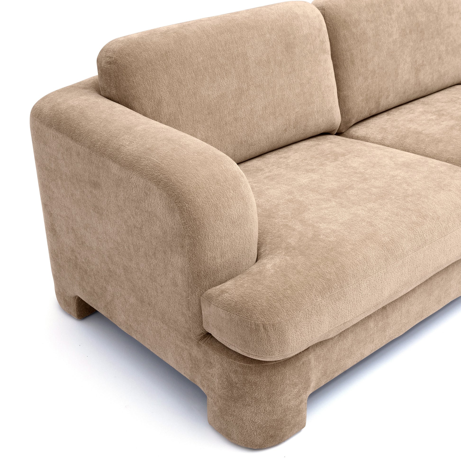 Halsey Textured Fabric Sofa - Tan - Image 3