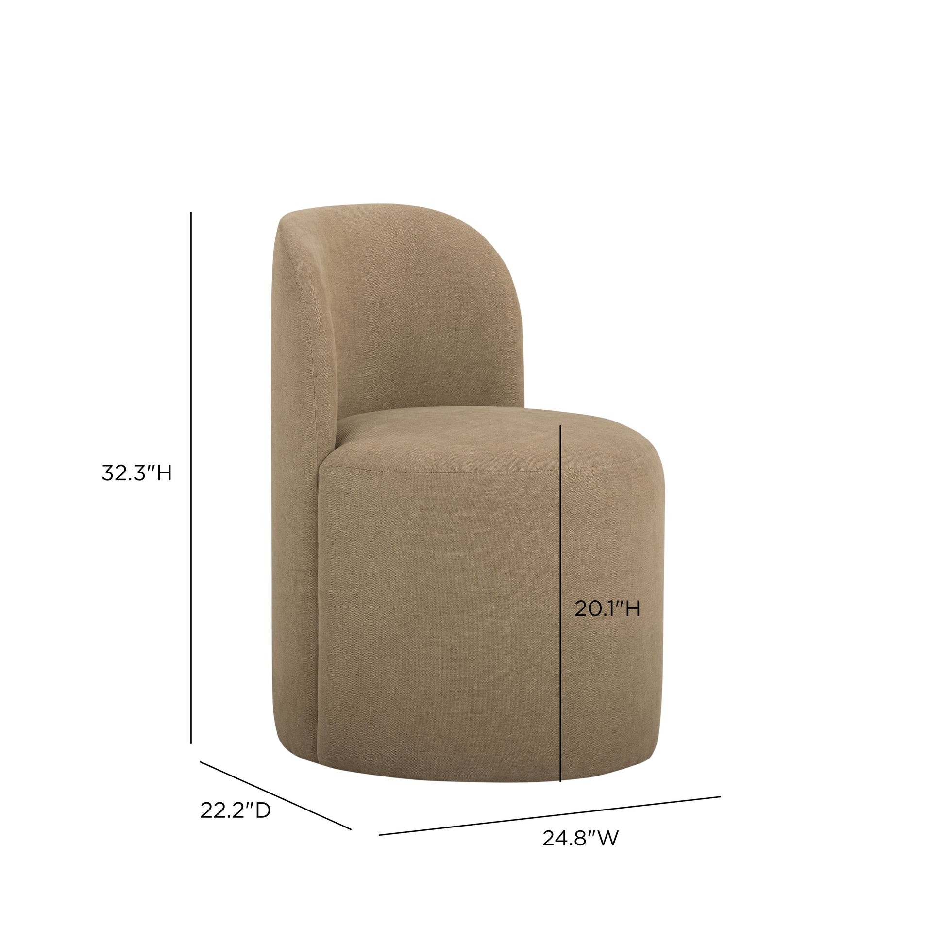 Persa Round Back Performance Chenille Dining Chair - Light Brown - Image 7