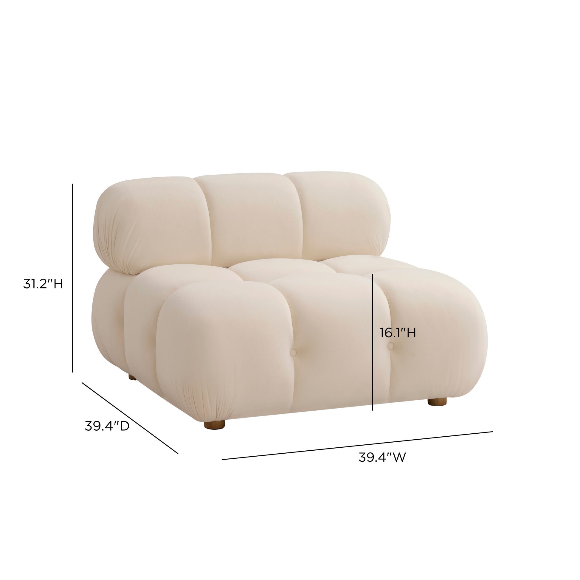 Calliope Performance Modular Armless Chair - Off-White - Image 4