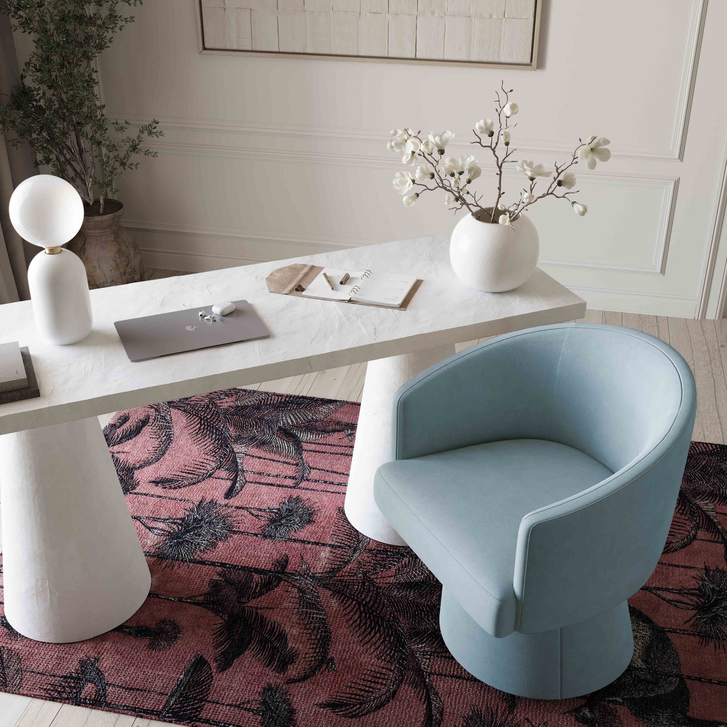 Kristen Rolling Desk Chair - Faded Blue - Image 2