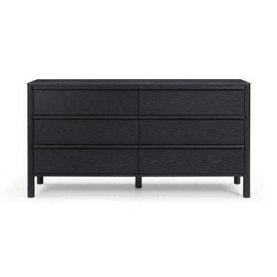 Tyra 62" Black Ash 6-Drawer Dresser - Image 1