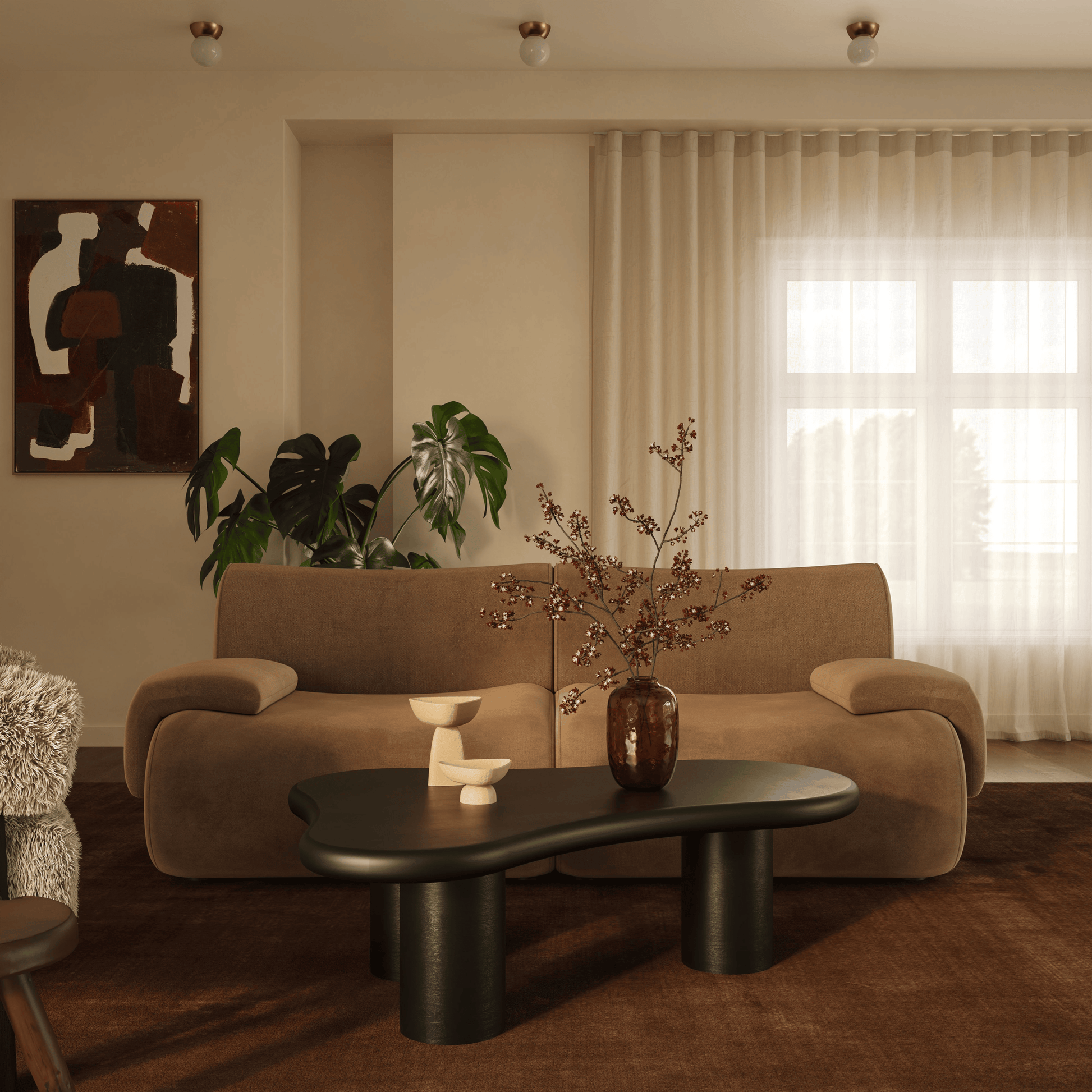 Zenith 80" Modular Loveseat - Brown - Image 2