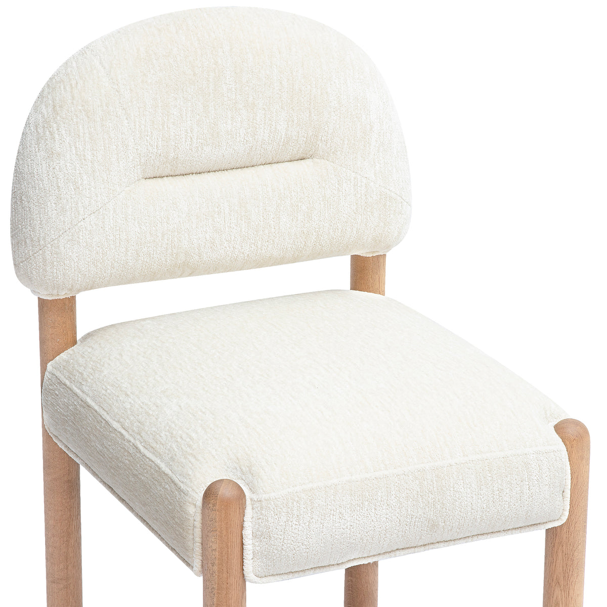 Bruno Thick Performance Chenille Arched Back Dining Chair - Cream - Image 3
