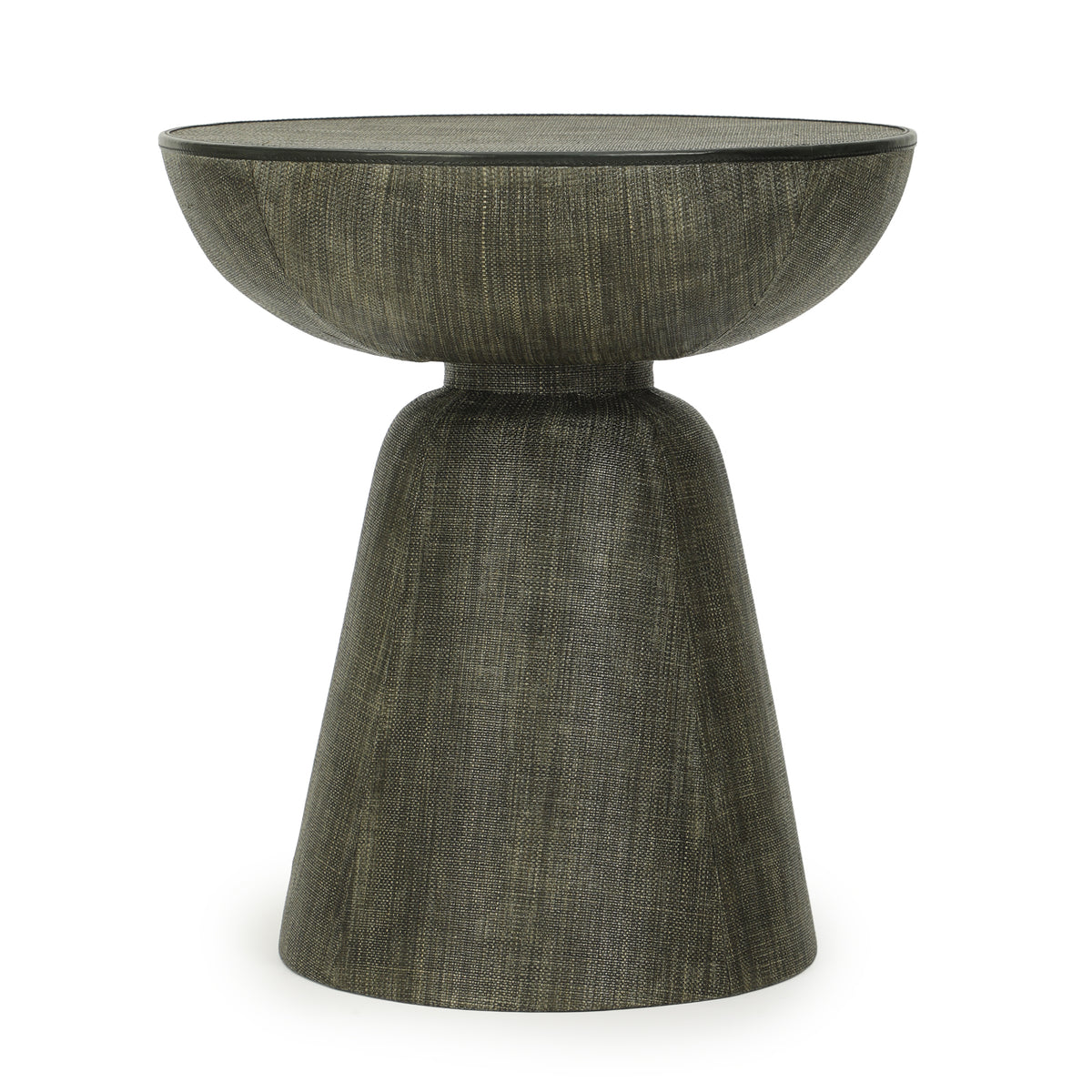 Mason Dark Green Faux Raffia Side Table - Image 1