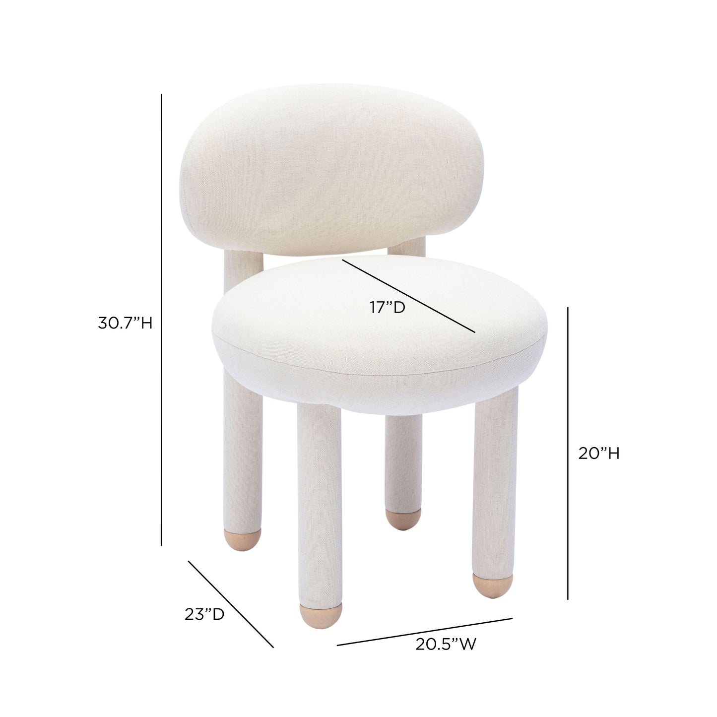 Manu Performance Fabric Side Chair - Cream - Image 6