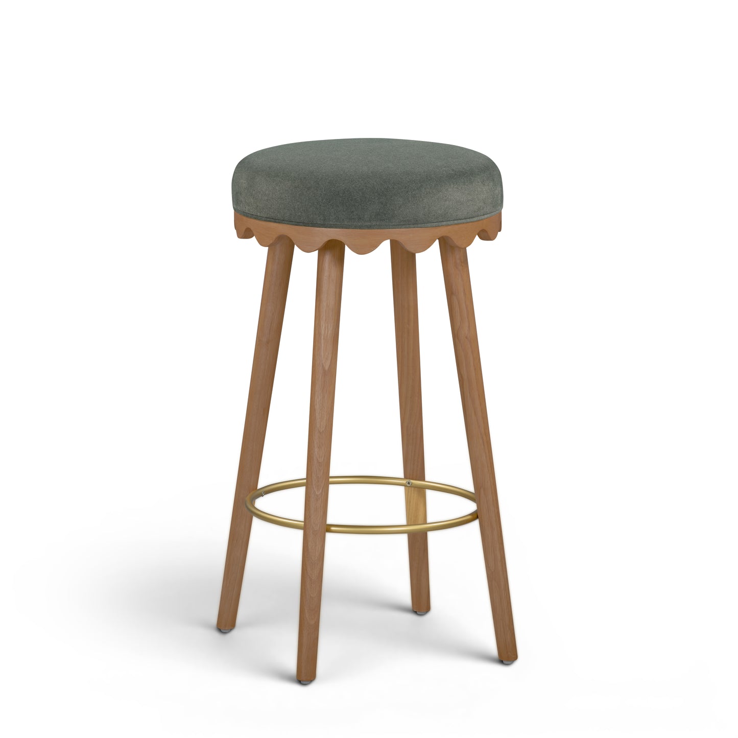 Oodle Green Performance Vegan Mohair Light Walnut Bar Stool - Image 1