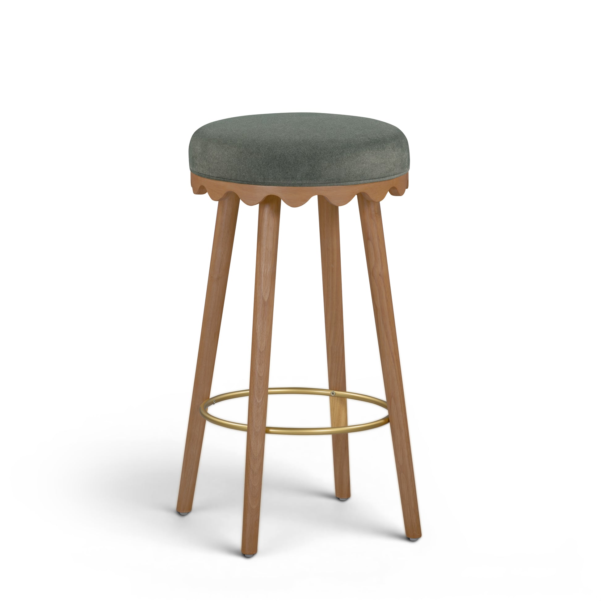 Oodle Green Performance Vegan Mohair Light Walnut Bar Stool - Image 1