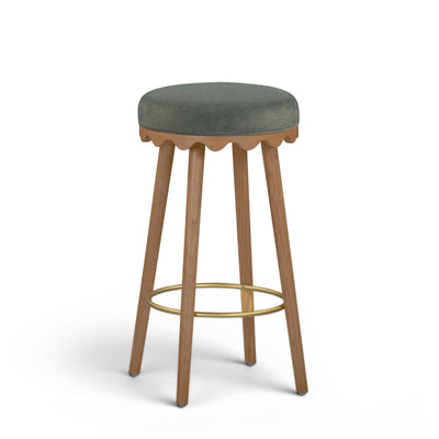Oodle Green Performance Vegan Mohair Light Walnut Bar Stool - Image 1