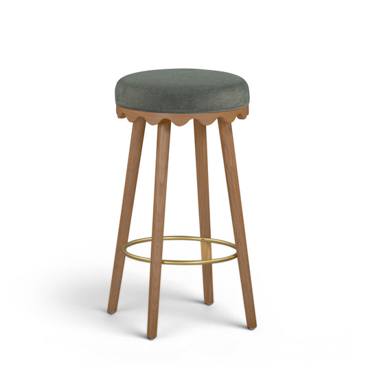 Oodle Green Performance Vegan Mohair Light Walnut Bar Stool - Image 1