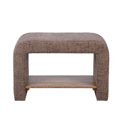 Alvie Railroad Chenille Storage Side Table - Taupe - Image 1