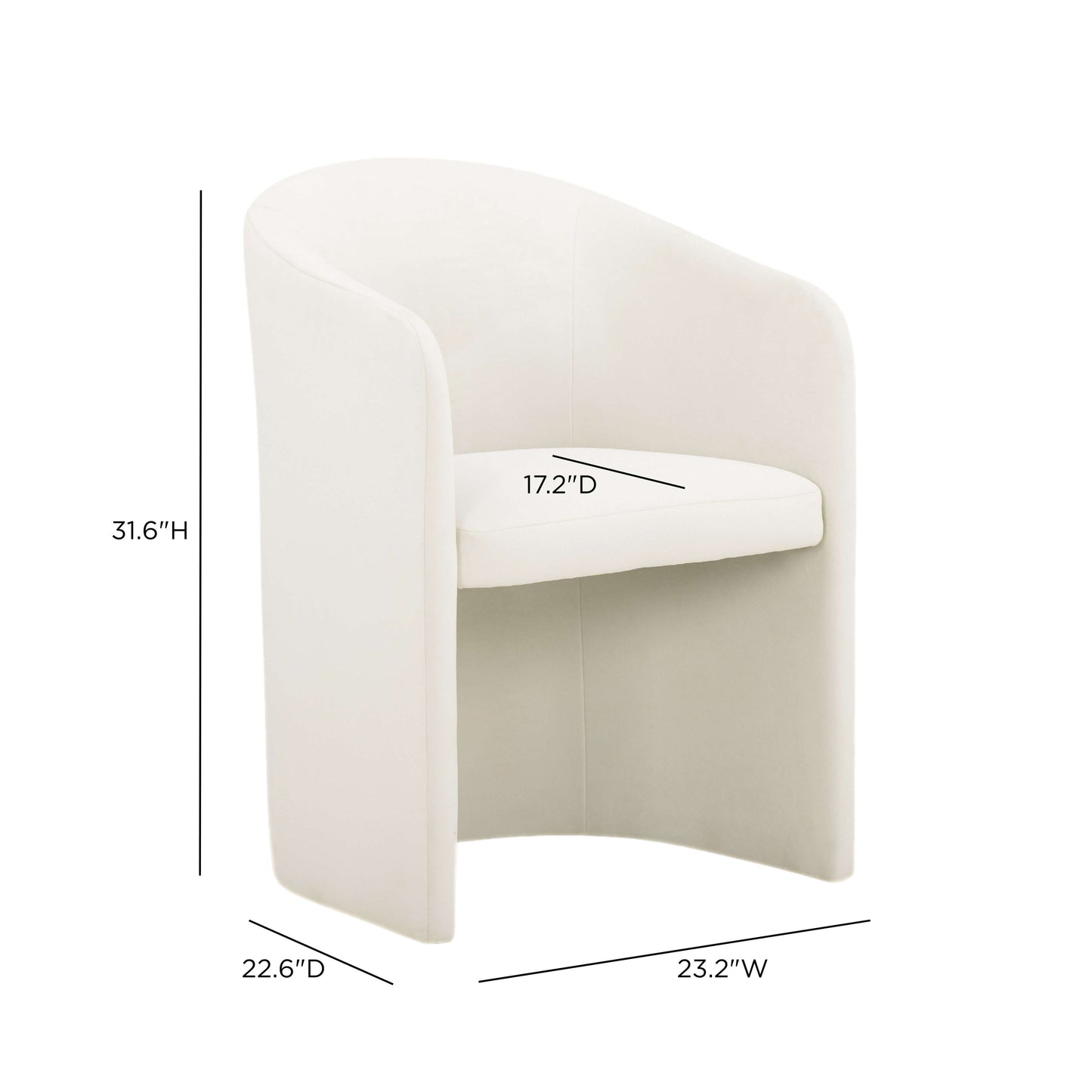 Seraphina Performance Velvet Dining Chair - Cream - Image 6