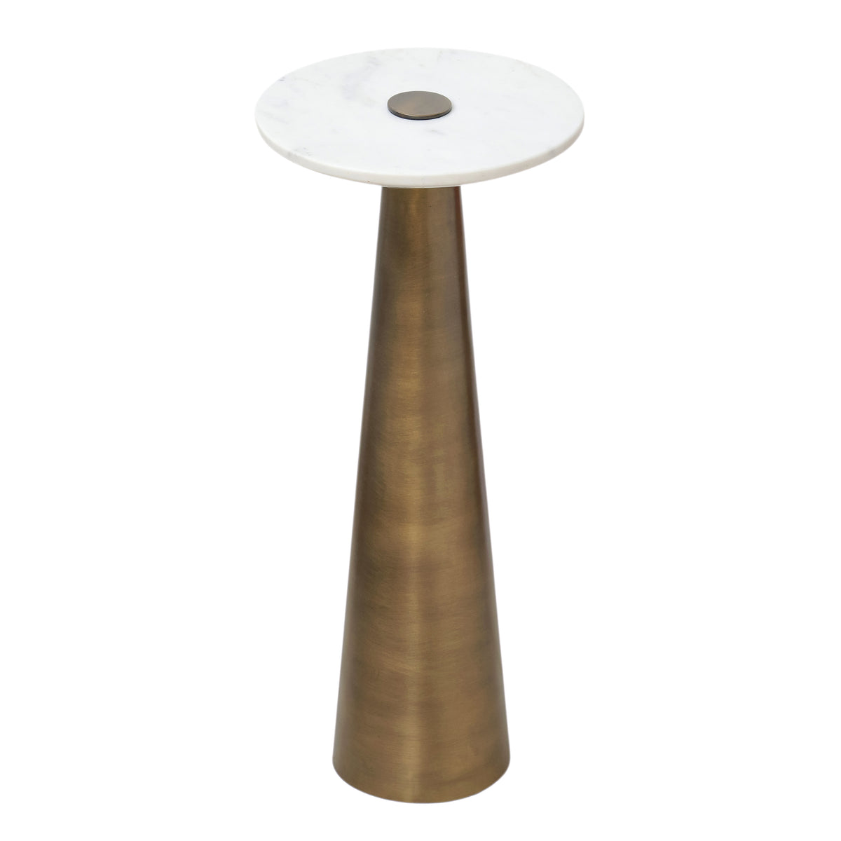 Clement Antique Brass Side Table with White Marble - 10