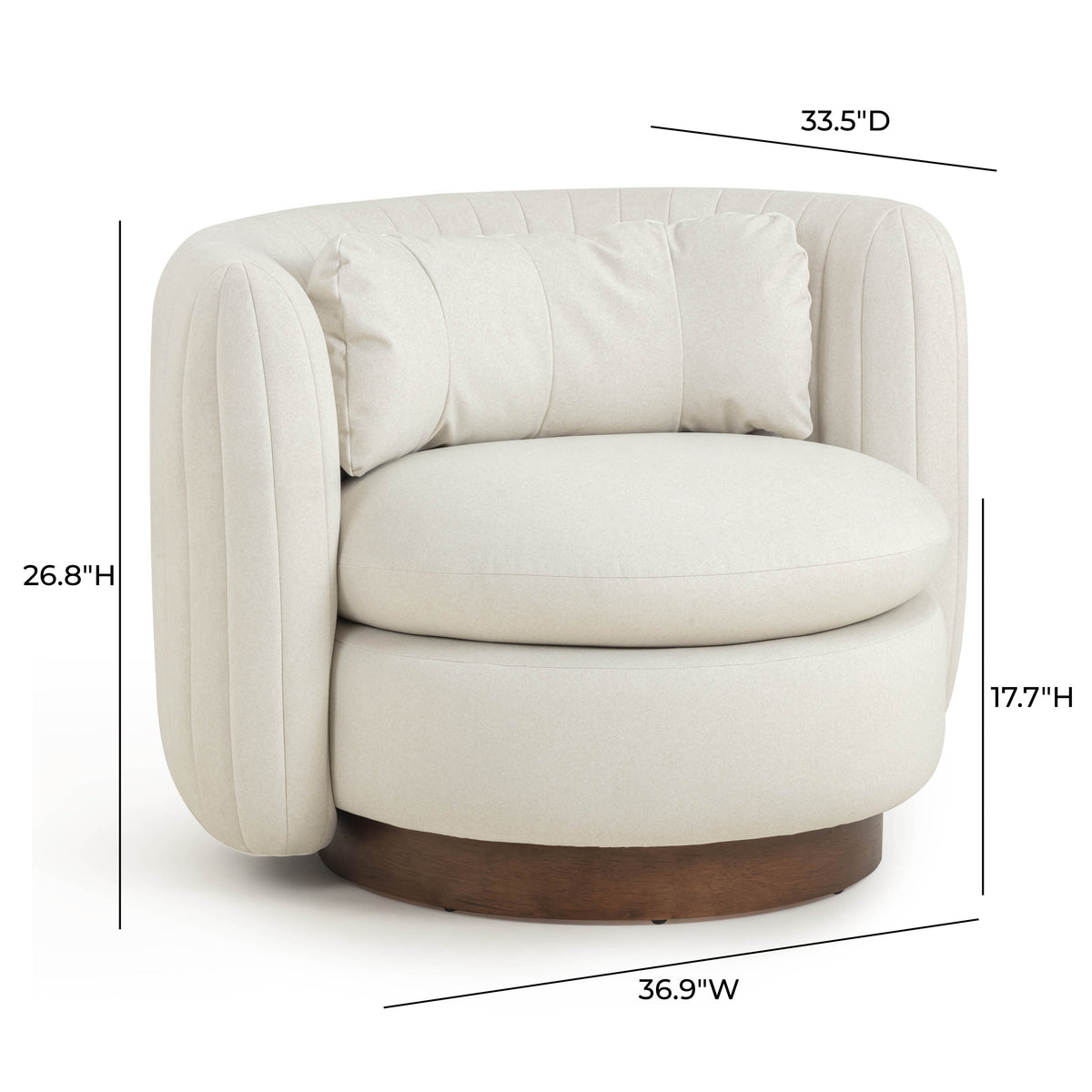Nura Swivel Accent Chair - Cream - Image 7