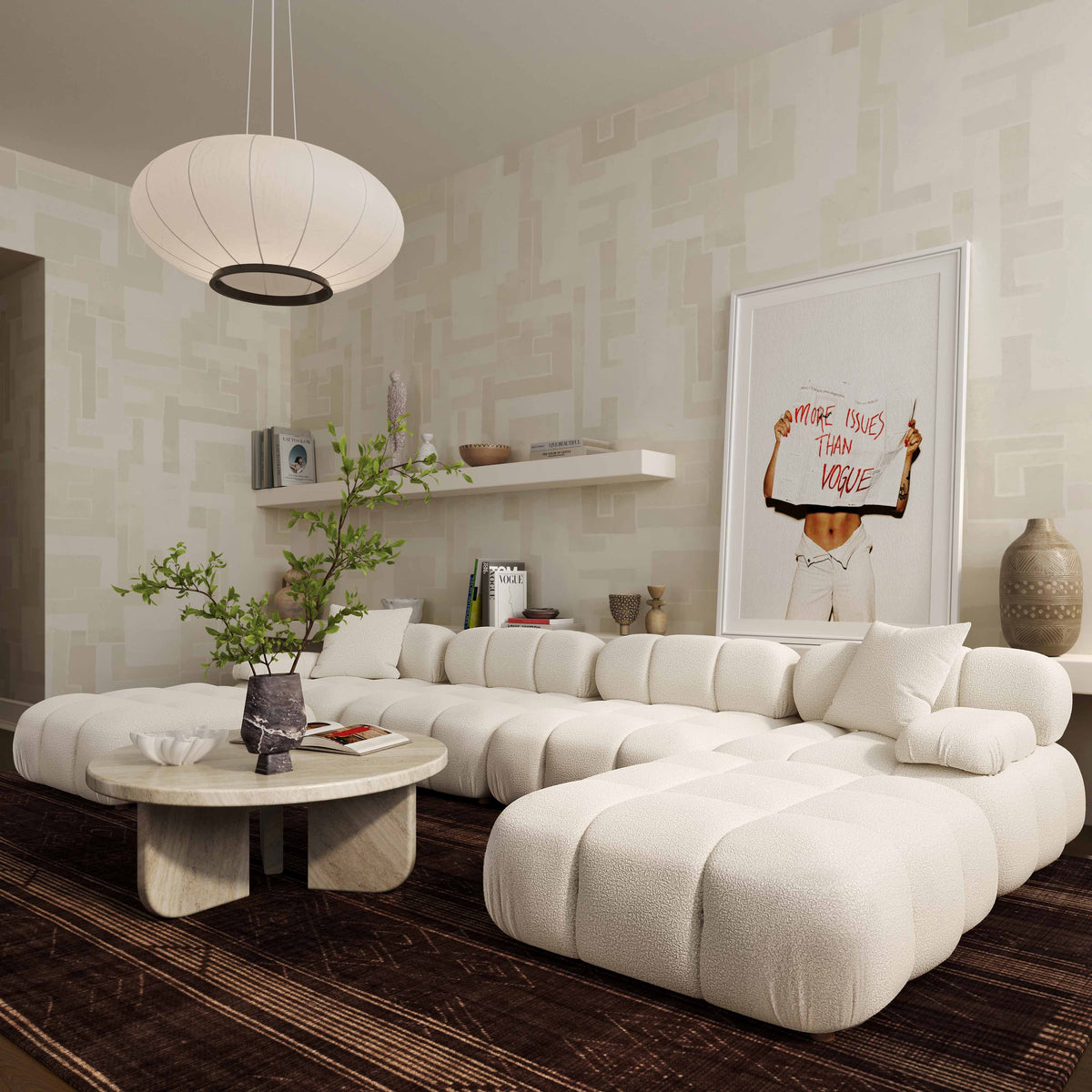 Calliope 6-piece Performance Modular U-Sectional - Cream - Image 2