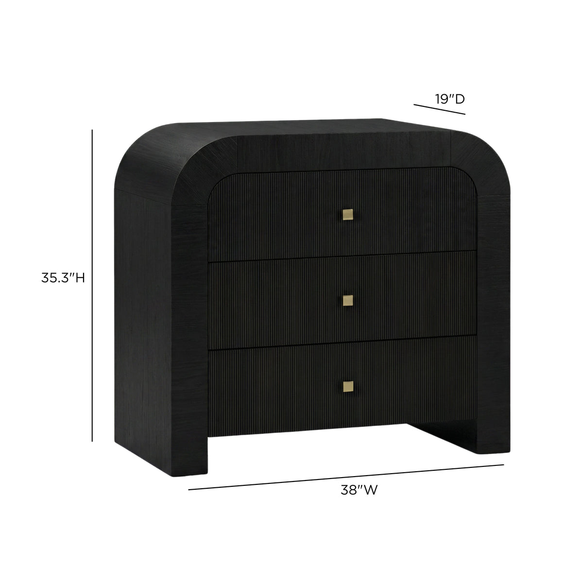 Hump 38" Arched 3-Drawer Bedside Chest - Black - Image 7