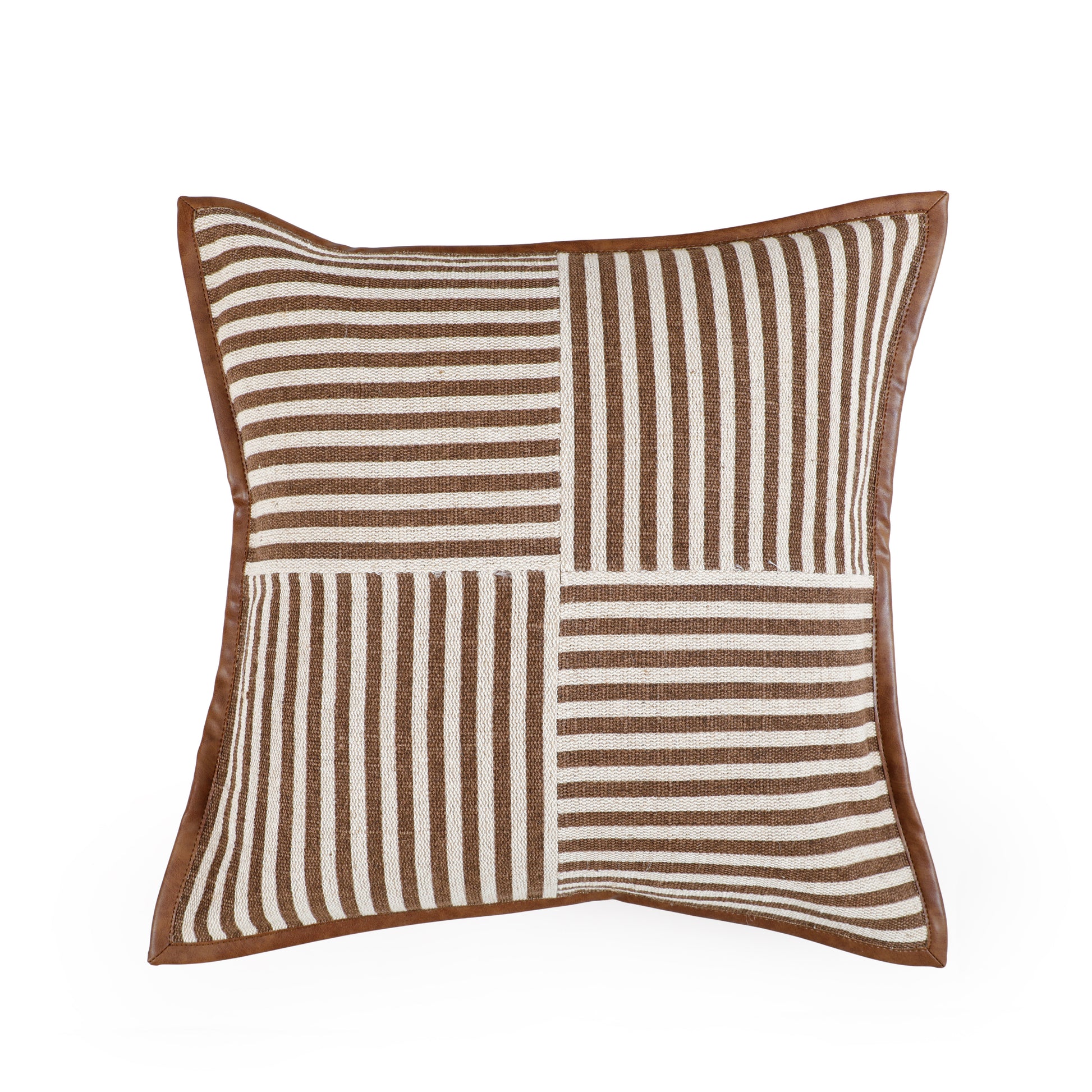 Kora 20" Brown Cotton Jute Throw Pillow - Image 1