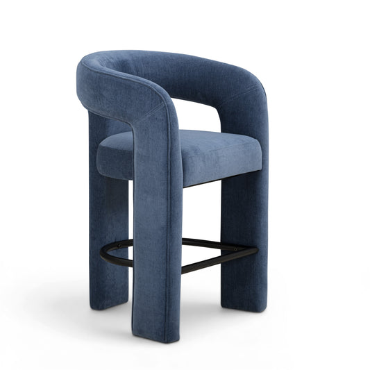 Malone Denim Blue Performance Fabric Counter Stool - Image 2