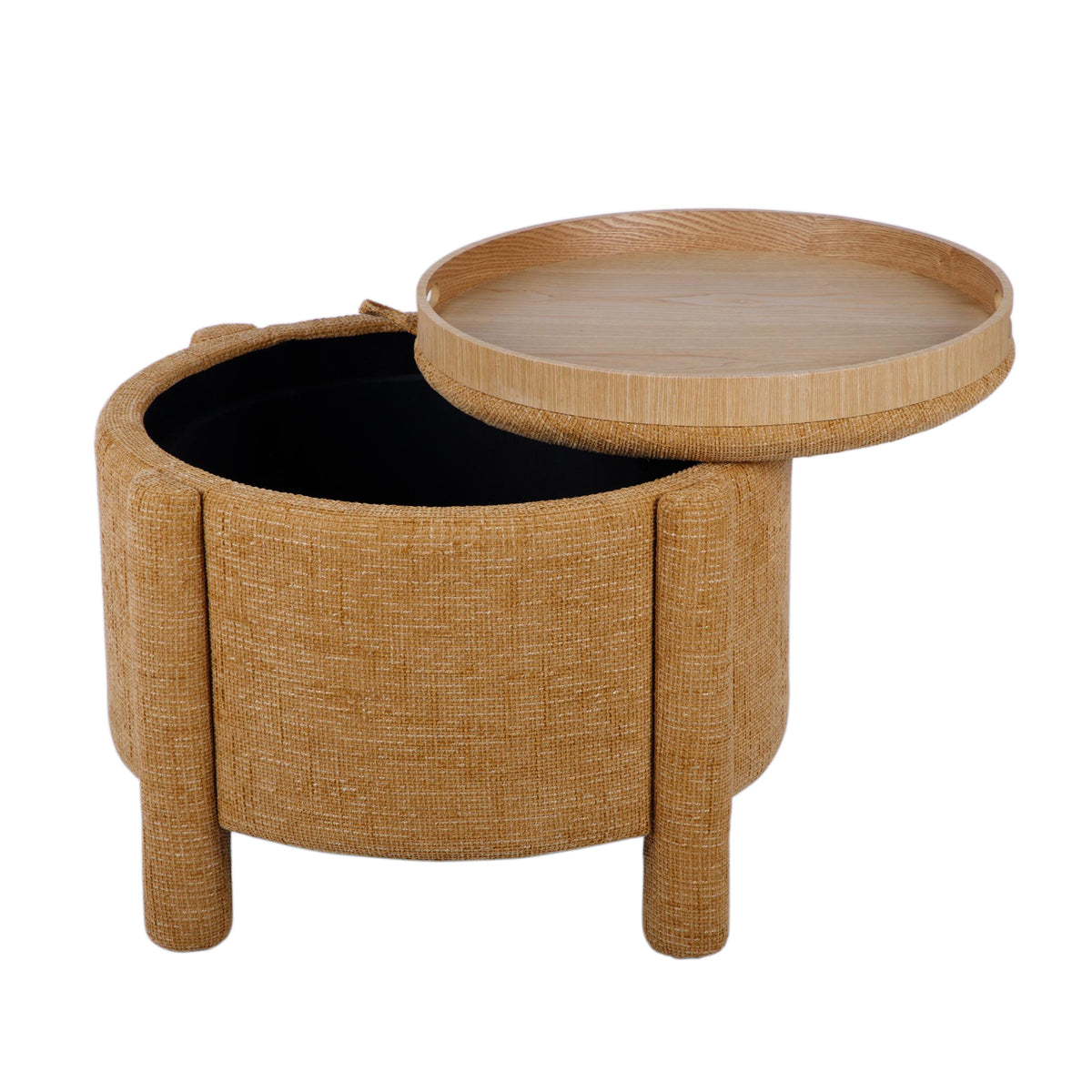 Bellamy Railroad Chenille Storage Stool With Reversible Tray Top - Curry - Image 5